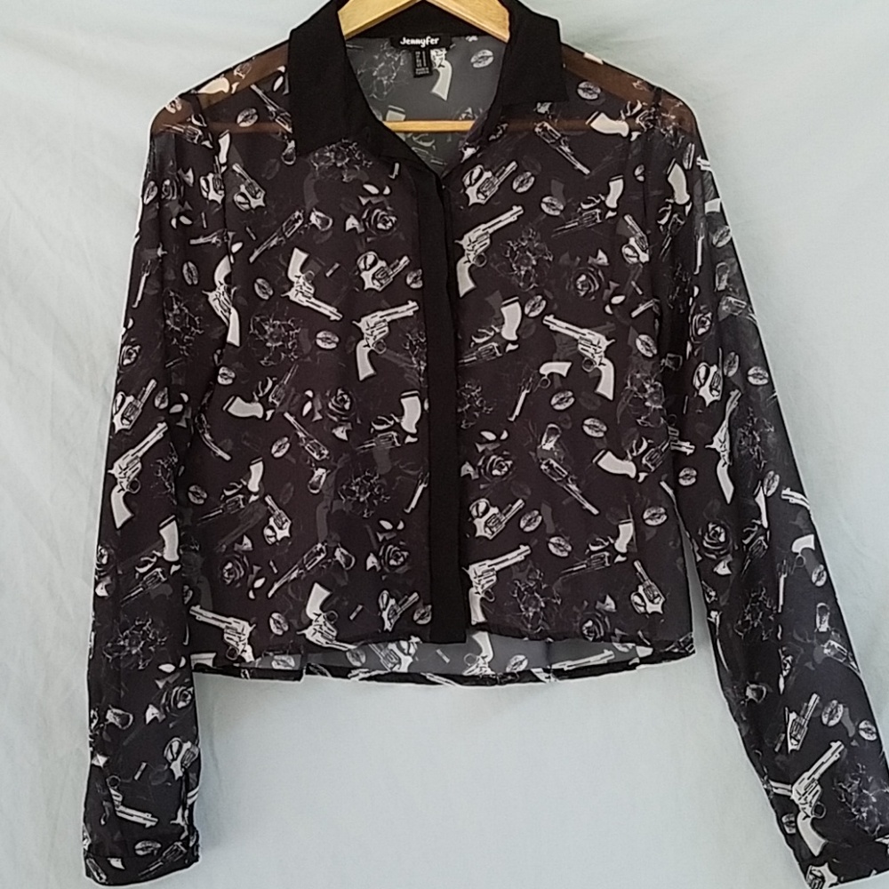 Jennyfer Sheer Crop Blouse